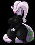 antennae_(anatomy) anthro big_breasts blush bodysuit breasts clothed clothing eyelashes female green_eyes heart_eyes heart_symbol latex looking_down non-mammal_breasts open_mouth pose skinsuit slightly_chubby slime solo standing tail thick_thighs tight_clothing wide_hips yoshimister mythology nintendo pokemon dragon generation_6_pokemon goodra mythological_creature mythological_scalie pokemon_(species) scalie 2018 absurd_res alpha_channel hi_res pinup