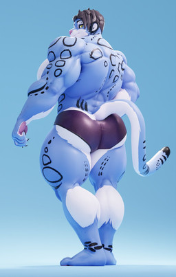 anthro back_muscles barazoku barefoot big_butt big_muscles blue_background bubble_butt butt claws clothed clothing countershading eyebrows feet fur hair huge_butt huge_muscles humanoid_feet looking_at_viewer looking_back looking_back_at_viewer low-angle_view male muscular muscular_anthro muscular_male plantigrade simple_background smile solo speedo standing swimwear thick_thighs topless topless_anthro topless_male triceps tuft connivingrat valorlynz pan_(sxfpantera) felid leopard mammal pantherine snow_leopard 2022 3d_(artwork) artist_collaboration digital_media_(artwork) hi_res