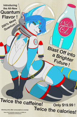 big_breasts blue_body blue_fur blue_hair boots bottle bottomwear breasts clothed clothing container female footwear fur gloves hair handwear legwear looking_at_viewer nuka-cola shoes simple_background smile solo tail text thick_thighs thigh_boots thigh_highs topwear white_body white_fur imjim007 fallout microsoft nintendo star_fox krystal_(star_fox) nuka-girl_(fallout) canid canine fox mammal absurd_res digital_media_(artwork) english_text hi_res