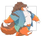 anthro belly big_belly black_body blush bottomwear brown_body clothing jinbei_(clothing) kemono male moobs overweight overweight_male shorts solo white_body inunoshippo bernese_mountain_dog canid canine canis domestic_dog mammal molosser mountain_dog swiss_mountain_dog 2023 hi_res