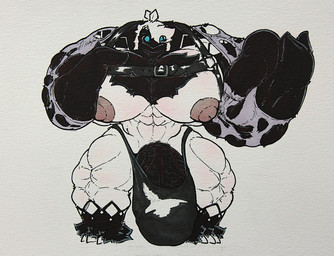 anthro big_muscles big_penis bulge clothing genitals huge_muscles huge_penis hyper hyper_genitalia hyper_muscles hyper_penis larger_male male muscular penis raliphoul size_difference solo wardrobe_malfunction raliphoul_m-e-v alpecor absurd_res hi_res