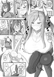 animal_genitalia animal_humanoid animal_penis balls big_breasts big_penis blush breasts cleavage clothed clothing comic duo english_text equid equid_humanoid equine equine_genitalia equine_humanoid equine_penis gaikiken genitals gynomorph heart_eyes heart_symbol hi_res huge_breasts huge_penis humanoid intersex mammal mammal_humanoid monochrome penis roz-chan speech_bubble text