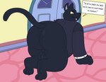 anthro backsack balls butt genitals looking_back machine male simple_background slightly_chubby solo tail text sstinkies toontown_corporate_clash toontown_online advocate_(toontown) cog_(toontown) domestic_cat felid feline felis mammal robot absurd_res english_text hi_res