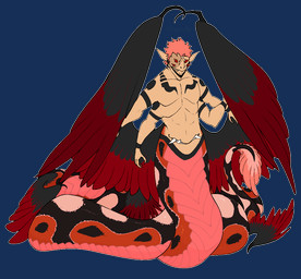 4_arms 4_eyes ambiguous_gender apode belly_mouth black_body black_feathers black_markings claws countershading ear_piercing ear_ring fangs feathered_wings feathers hair legless male markings multi_arm multi_eye multi_limb multi_wing no_shading nude piercing pink_body pink_countershading pink_feathers pink_hair pink_markings pointy_ears red_body red_eyes red_feathers red_markings ring_piercing scales serpentine simple_background solo split_form tail tail_feathers teeth transparent_background tusks wing_claws wings puppetmaster13uwu sukuna_(jujutsu_kaisen) draconcopode humanoid lamia naga python reptile scalie snake winged_humanoid winged_snake alpha_channel