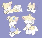 anthro clothed clothing crossdressing dress flower_accessory flower_on_head footwear gloves handwear male multi_tail shy sleeping socks tail tired young dokudrinker sega sonic_the_hedgehog_(series) miles_prower canid canine fox mammal hi_res sketch