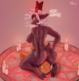 anal anthro big_butt breasts butt butt_grab dialogue duo facesitting feet female hand_on_butt hooves horn male male/female male_rimming_female occult_symbol open_mouth oral pentagram rimming sex sitting_on_another soles symbol text tongue tongue_out xlyuz cult_of_the_lamb massive_monster_(studio) lamb_(cult_of_the_lamb) red_crown_(cult_of_the_lamb) bovid canid canine caprine fox mammal sheep english_text hi_res
