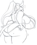 anthro back_boob big_breasts big_butt bodily_fluids bra breast_jiggle breasts butt butt_heart clothing female huge_breasts jiggling markings mole_(marking) panties rear_view side_boob solo sweat underwear wide_hips jwinkz violet_(jwinkz) bovid bovine cattle mammal hi_res monochrome sketch