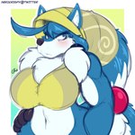 anthro belly blue_body blue_fur breasts clothing female female_anthro fur hair headgear headwear looking_at_viewer mature_anthro mature_female muscular muscular_female narrowed_eyes poker_face tied_hair bluebrush ryka canid canine canis mammal wolf 2018 half-length_portrait hi_res portrait