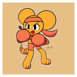 accessory anthro boxing_gloves clothing female handwear headband orange_body solo standing tail kb545 deltarune undertale_(series) orange_(deltarune) mammal mouse murid murine rodent hi_res