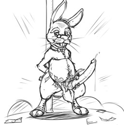 animal_genitalia anthro balls big_penis biped bodily_fluids body_hair bow_(feature) bow_tie buckteeth chest_tuft dancing digitigrade dripping erection facial_hair front_view genital_fluids genitals happy_trail holding_own_penis holding_penis long_penis male mature_anthro mature_male money moobs mostly_nude mustache nipples penis pole pole_dancing pose precum pubes saggy_balls sheath slightly_chubby solo spats standing stripper teeth tipping tuft whiskers emenius hare lagomorph leporid mammal 2016 black_and_white digital_drawing_(artwork) digital_media_(artwork) hi_res monochrome pinup signature sketch
