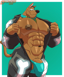 abs anthro anthrofied big_muscles big_pecs black_clothing black_eyebrows blue_clothing blue_collar blue_thong blue_underwear brown_body brown_fur bulge clothed clothing collar eyebrows fur genitals half-closed_eyes male mouth_closed muscular muscular_anthro muscular_male narrowed_eyes navel nipples open_clothing pajamas pecs penis penis_base solo tail thong underwear vein veiny_penis whisker_spots okrizo831 epic_games fortnite fortnite:_battle_royale hanna-barbera scooby-doo_(series) scooby-doo scooby-doo_(fortnite) canid canine canis domestic_dog great_dane mammal mastiff molosser 2025 english_description hi_res