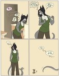angry anthro appliance black_hair blush bottomwear breasts clothed clothing countershading dialogue female fridge grey_body hair inside kitchen_appliance long_hair mind_control offscreen_character pants shirt solo standing surprised tail tail_motion tailwag tank_top text the_end topwear fenris49 alicia_(fenris49) species_request 2024 colored comic english_text hi_res