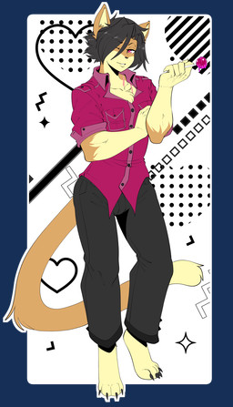 4_toes 5_fingers anthro barefoot biped black_bottomwear black_claws black_clothing black_eyebrows black_hair black_nose black_pants bottomwear candy chest_tuft claws clothed clothed_anthro clothed_male clothing collared_shirt countershade_face countershade_fur countershade_neck countershade_torso countershading dessert digitigrade dipstick_tail dress_shirt eyebrows feet fingers food front_view fully_clothed fully_clothed_anthro fully_clothed_male fur gloves_(marking) hair holding_candy holding_food holding_lollipop holding_object humanoid_hands lollipop long_tail looking_at_viewer male male_anthro markings multicolored_body multicolored_fur one_eye_closed pants pose purple_clothing purple_eyes purple_shirt purple_topwear rolled_up_sleeves scar shirt short_hair shoulder_scar smile smiling_at_viewer solo standing tail tail_markings tan_body tan_fur toe_claws toes topwear tuft two_tone_body two_tone_fur wink winking_at_viewer yellow_body yellow_countershading yellow_fur yellow_inner_ear yellow_markings yellow_tail_tip munkeesgomu munks_(munkeesgomu) domestic_cat felid feline felis mammal full-length_portrait hi_res portrait