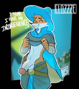 anthro balls bandage bandaged_arm big_penis black_nose blue_bottomwear blue_cape blue_clothing blue_hat blue_headwear blue_pants bottomwear bottomwear_down cape clothed clothing day eyes_closed forest fur genitals green_bottomwear green_clothing green_pants hair hat headgear headwear humanoid_genitalia humanoid_penis magic_user male multicolored_body multicolored_fur multicolored_pants navel orange_body orange_fur orange_hair orange_tail outside pants pants_down partially_clothed penis plant smile solo tail teeth text tree two_tone_body two_tone_fur two_tone_tail white_body white_fur white_tail wizard_hat clozzze megabonk fox_(megabonk) canid canine canis fox mammal 2025 absurd_res artist_name digital_media_(artwork) english_text hi_res