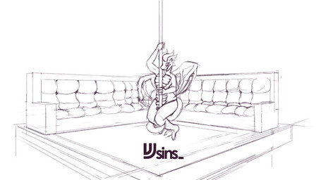 anthro dancing horn male membrane_(anatomy) membranous_wings nude pole pole_dancing prostitution solo strip_club stripper_pole tail wings strawbymilk mythology blair_dragonmaw_(vjsins) dragon mythological_creature mythological_scalie scalie 16:9 widescreen male_(lore)