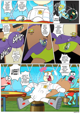 armor barrel battle being_watched bikini bikini_bottom bra burger clothed clothing female flower_cloud_(spongebob) food furniture headgear helmet inside jumping looking_at_another male open_mouth paper plant running sitting smile speech_bubble spread_legs spreading swimwear table tail text two-piece_swimsuit underwear upset dangerking11 nickelodeon spongebob_squarepants sandy_cheeks sheldon_j._plankton spongebob_squarepants_(character) aquatic eastern_grey_squirrel fish grey_squirrel mammal rodent sciurid tree_squirrel comic english_text hi_res
