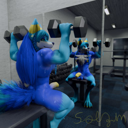 anthro balls bodily_fluids braided_hair butt casual_nudity digitigrade erection exercise fingers flexing flexing_bicep flexing_muscles fur genital_fluids genitals gym hair half-erect humanoid_genitalia humanoid_penis looking_at_viewer looking_back male mirror mirror_reflection muscular muscular_male musk nipples nude penis public reflection seducing_viewer seductive sitting smile solo sweat sweaty_body sweaty_butt sweaty_legs sweaty_thighs tail weightlifting weights workout guispe_opockjha solzin guispe_(guispe_opockjha) canid canine canis mammal wolf 1:1 2025 3d_(artwork) digital_media_(artwork) hi_res shaded signature