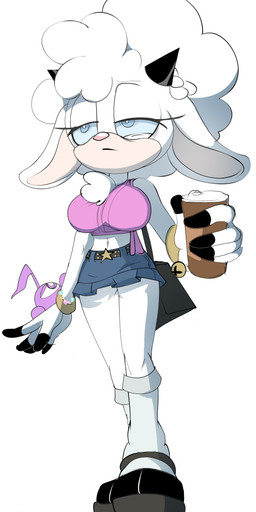 anthro beverage biped bottomwear breasts chest_tuft clothed clothing container cup eyelashes female footwear hair holding_container holding_cup holding_object miniskirt pupils shoes simple_background skirt tuft white_background white_hair tobitobi90 idw_publishing sega sonic_the_hedgehog_(comics) sonic_the_hedgehog_(idw) sonic_the_hedgehog_(series) lanolin_the_sheep_(sonic) bovid caprine mammal sheep 2024 absurd_res hi_res