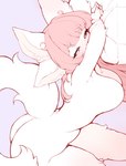 4_ears anthro bedroom_eyes big_breasts biped blush blush_lines breasts butt curvy_figure featureless_breasts female fluffy fluffy_tail fur hair heart_eyes heart_symbol hourglass_figure kemono multi_ear narrowed_eyes pink_hair seductive solo tail white_body white_fur myuruu hakuren_(myuruu) mammal 2024 hi_res