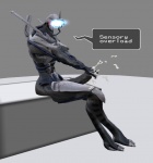 3_fingers big_penis blush bodily_fluids cum erection fingers genital_fluids genitals machine male orgasm penis ranged_weapon simple_background sitting solo text vein weapon unknown_artist bioware electronic_arts mass_effect second_life geth robot 3d_(artwork) digital_media_(artwork) english_text