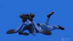 4_toes anthro barefoot black_body black_fur black_hair black_pawpads blue_background blue_body blue_clothing blue_eyes blue_fur blue_leggings blue_legwear blue_shirt blue_topwear bottomless bottomless_anthro bottomless_female butt cheek_tuft clothed clothing facial_tuft feet female female_anthro fur hair leggings legwear looking_at_viewer multicolored_body multicolored_fur pawpads paws plantigrade pose shirt silly simple_background smile smirk soles solo tail the_pose toes tomboy topwear tuft lagomorph_dude blender_cycles warfare_machine domi_(domibun) warfare_domi lagomorph leporid mammal rabbit 16:9 3d_(artwork) blender_(artwork) digital_media_(artwork) hi_res watermark widescreen