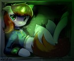 clothing female feral glowing horn pip-boy solo wrist_computer mistleinn fallout fallout_equestria hasbro microsoft my_little_pony mythology fan_character littlepip equid equine horse mammal mythological_creature mythological_equine pony unicorn hi_res