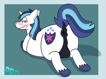 anus backsack balls belly big_belly blue_hair blue_tail cutie_mark equine_anus feral fur genitals hair horn looking_at_viewer male puffy_anus solo tail white_body white_fur december_dreams friendship_is_magic hasbro my_little_pony shining_armor_(mlp) equid equine horse mammal pony 4:3 hi_res