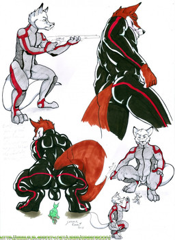 anthro balls bulge butt clothing crouching duo extreme_size_difference fur genitals imminent_oral_vore imminent_vore larger_pred latex latex_clothing latex_skinsuit male male/male male_pred male_prey micro micro_prey nude_prey orange_body orange_fur perineum shrink_ray shrinking simple_background size_difference size_transformation skinsuit tail text tight_clothing transformation white_background green_roon green_roon_(character) canid canine fox mammal 2015 colored dated hi_res marker_(artwork) signature sketch sketch_page traditional_media_(artwork) url