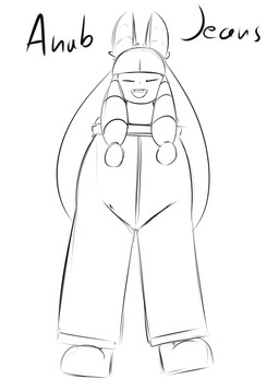 bottomwear chibi clothing eyes_closed female hair long_hair pants smile solo text conditional_dnp quin-nsfw anubii_(quin-nsfw) animal_humanoid anubian_jackal canid canid_humanoid canine canine_humanoid canis humanoid jackal jackal_humanoid mammal mammal_humanoid digital_drawing_(artwork) digital_media_(artwork) hi_res monochrome