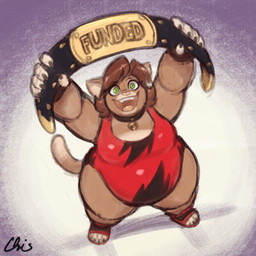 4_toes 5_fingers anthro bell bell_collar belly big_belly black_clothing black_collar black_fingernails black_leotard black_nails breasts brown_body brown_fur brown_hair brown_tongue claws clothed clothing collar colored_nails eyebrow_through_hair eyebrows eyelashes feet female fingernails fingers front_view fur green_eyes grey_background hair happy high-angle_view holding_belt holding_object jingle_bell jingle_bell_collar leotard looking_up medium_breasts multicolored_clothing multicolored_leotard nails obese obese_anthro obese_female open_mouth open_smile overweight overweight_anthro overweight_female pupils red_clothing red_leotard short_hair simple_background smile solo spotlight standing teeth text thick_thighs toe_claws toes tongue translucent translucent_hair two_tone_clothing two_tone_leotard wide_hips wide_stance wrestler yellow_nose nekocrispy paww:_feline_fatale monica_willards domestic_cat felid feline felis mammal 1:1 2026 digital_media_(artwork) english_text full-length_portrait hi_res official_art portrait shaded signature soft_shading