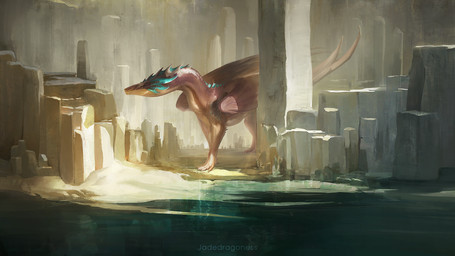 ambiguous_gender claws feet feral front_view scales solo standing toes water wings jadedragoness mythology dragon mythological_creature mythological_scalie scalie 16:9 2026 digital_drawing_(artwork) digital_media_(artwork) hi_res widescreen