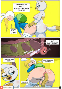 anal anal_penetration anthro anus balls bent_over breasts buckteeth butt clothed clothing dialogue duo from_behind_position genital_growth genitals growth gynomorph gynomorph/gynomorph humanoid_genitalia humanoid_penis internal intersex intersex/intersex legwear nipples nude pantsless penetration penis penis_growth perineum prostate_stimulation sex speech_bubble stockings teeth ike_marshall adventure_time cartoon_network fionna_and_cake_(franchise) cake_the_cat fionna_the_human domestic_cat felid feline felis human mammal comic hi_res