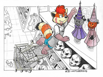 anthro apron blue_bottomwear blue_clothing blue_shorts bottomwear clothed clothing fur hair inside logo male markings mouth_closed orange_body orange_fur osha_violation pink_body pink_fur pink_tongue red_hair shirt short_hair shorts solo striped_markings striped_tail stripes t-shirt tail tail_markings tongue tongue_out topwear white_clothing white_shirt white_t-shirt white_topwear yellow_body yellow_fur young young_anthro young_male pandapaco ailurid mammal red_panda 2018 artist_logo dated partially_colored signature