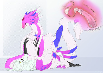 animal_genitalia anthro anthro_on_feral anthro_penetrating anthro_penetrating_feral bestiality bodily_fluids cloaca cloacal cloacal_penetration cowgirl_position cum cum_in_cloaca cum_inside feathered_wings feathers female female_penetrated feral feral_penetrated from_front_position genital_fluids genitals internal larger_female larger_penetrated male male/female male_penetrating male_penetrating_female on_bottom on_top orgasm orgasm_face penetration pinned pinning_down sex size_difference smaller_male wings herpydragon mythology dragoina_the_lovebird hooter_(hooter) avian bird dragon mythological_creature mythological_scalie owl scalie absurd_res hi_res