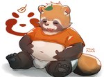 anthro belly blush clothing eyes_closed male navel overweight shirt sitting solo topwear underwear young young_anthro tongmung24 canid canine mammal raccoon_dog tanuki 2022