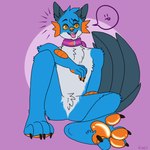 1:1 4_toes accessories_only anthro big_tail blep blue_body blue_fur brown_pupils canid canine canis chest_tuft classycannibal claws countershade_ears countershading crotch_tuft curling_toes feet fin foot_focus fur generation_3_pokemon handpaw head_tuft hi_res hybrid looking_happy male mammal mostly_nude nails nintendo orange_body orange_eyes orange_gills orange_nose orange_pawpads orange_scales pawpads paws persim_scarf pokemon pokemon_(species) pokemon_mystery_dungeon pupils scales scarf scarf_only simple_background sitting speech_bubble spike_chunsoft swampert tail tail_fin teeth toe_claws toes tongue tongue_out tuft white_body white_countershading wolf xevy