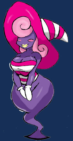 blush blush_stickers breasts cleavage clothed clothing curvy_figure female gloves hair hair_over_eyes handwear hat headgear headwear huge_hips legless lips not_furry pattern_clothing pattern_topwear pink_hair purple_body simple_background solo split_form striped_clothing striped_topwear stripes topwear transparent_background tube_top white_clothing white_gloves white_handwear wide_hips witch_hat yellow_lips kentayuki mario_bros nintendo paper_mario vivian_(mario) ghost humanoid shadow_siren spirit absurd_res alpha_channel digital_media_(artwork) full-length_portrait hi_res portrait