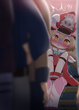 ambiguous_gender anthro blurred_background bodily_fluids clothed clothing duo eyebrows hair hat headgear headwear sitting solo_focus sweat dagasi genshin_impact mihoyo melusine_(genshin_impact) 2025 digital_media_(artwork) hi_res