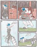 aubrey_ferris blue_hair bovid bovine canid canine cattle comic falling female hair mammal mia_(aubrey_ferris) milk rabid_(webcomic) red_eyes solo tired