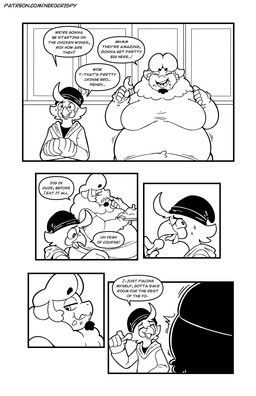5_fingers 5_panel_comic anthro beak beanie belly big_belly bloated bodily_fluids border chicken_meat closed_smile clothed clothing crumbs dialogue duo eating eating_food emanata eyebrow_through_hair eyebrows eyes_closed facial_hair feathers fingers flash_emanata food fur goatee hair happy hat headgear headwear holding_food holding_object holding_plate hoodie inside laugh looking_at_another male meat mouth_closed nervous obese obese_anthro obese_male open_mouth open_smile overweight overweight_anthro overweight_male plate pupils roast_chicken_leg shirt slim_anthro slim_male smile speech_bubble standing stuffing stuttering sweat sweatdrop talking_to_another teeth text topwear translucent translucent_hair white_border wool_(fur) wool_hair nekocrispy josh_(nekocrispy) roy_(nekocrispy) avian bird bovid caprine mammal sheep 2021 black_and_white comic digital_media_(artwork) english_text hi_res monochrome url