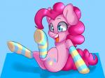 blue_eyes clothing female footwear legwear sitting socks solo pon3splash friendship_is_magic hasbro my_little_pony pinkie_pie_(mlp) earth_pony equid equine horse mammal pony 2015 4:3 hi_res