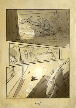anthro biped chasing claws duo eyelashes female female_anthro fur hair long_hair male male_anthro outside page_number running spikes spikes_(anatomy) tail text toe_claws truescorn nintendo pokemon pokemon_mystery_dungeon spike_chunsoft asche_(truescorn) clarity_(truescorn) generation_4_pokemon generation_5_pokemon lucario pokemon_(species) zoroark 2026 absurd_res comic hi_res huge_filesize