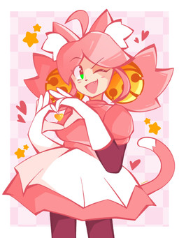 ahoge animal_ears bottomwear breasts clothed clothed_female clothed_humanoid clothing cute_fangs fangs female fully_clothed fully_clothed_female fully_clothed_humanoid gesture gloves hair hair_bell handwear heart_gesture heart_necklace inner_ear_fluff pink_clothing pink_hair skirt solo tail teeth tuft white_clothing white_gloves white_handwear chaoxdrift undertale_(series) mew_mew_(undertale) animal_humanoid cat_humanoid felid felid_humanoid feline feline_humanoid humanoid mammal mammal_humanoid 2026 3:4 half-length_portrait hi_res portrait
