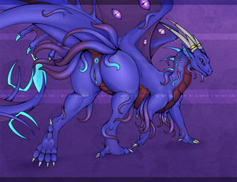 4_eyes anus butt claws eldritch female feral genitals horn jewelry looking_at_viewer multi_eye multi_tail presenting raised_tail scar solo standing tail teal_anus teal_vulva tentacles vulva wings ulven-f european_mythology mythology janblu dragon eldritch_abomination eldritch_being mythological_creature mythological_scalie scalie western_dragon