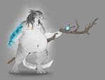 2017 anthro belly big_belly charr claws dagos elemental_manipulation felid female fur guild_wars horn huge_belly mammal morbidly_obese morbidly_obese_anthro morbidly_obese_female nude obese obese_anthro obese_female overweight overweight_anthro overweight_female simple_background solo staff standing tail tail_tuft tuft whiskers