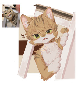 ambiguous_gender anthro chest_tuft countershading furniture green_eyes kemono one_eye_half-closed photo_reference sneaking solo table tongue tongue_out tuft under_table young young_anthro fxnabi domestic_cat felid feline felis mammal tabby_cat 2026 absurd_res hi_res korean_description reference_image male_(lore)