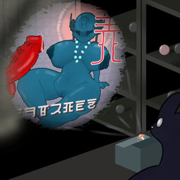 antennae_(anatomy) big_breasts bodily_fluids breasts female gem genital_fluids genitals hologram huge_breasts hyper hyper_breasts jewelry looking_at_porn machine necklace pearl_(gem) penis pornography precum solo thick_thighs vulva inschaal rain_world videocult bell_of_gesture_(rain_world) watcher_(rain_world) iterator_(rain_world) robot slugcat 1:1 absurd_res hi_res