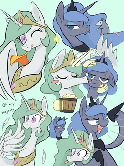 anthro beverage crown drunk female feral group headgear horn kiss_mark kiss_mark_on_face kissing kissing_cheek one_eye_closed simple_background star_(shape) substance_intoxication text tongue tongue_out trio unimpressed wings wink noupu1115 friendship_is_magic hasbro my_little_pony mythology philomena_(mlp) princess_celestia_(mlp) princess_luna_(mlp) tiberius_(mlp) american_opossum equid equine horse mammal marsupial mythological_creature mythological_equine pegasus virginia_opossum winged_unicorn english_text hi_res sibling_(lore) sister_(lore) sisters_(lore)