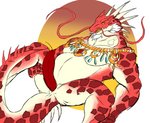 animal_genitalia animal_penis anthro beard big_penis erection facial_hair genital_slit genitals long_penis lying male overweight overweight_anthro overweight_male penis red_body red_penis solo white_body daikuhiroshiama lifewonders tokyo_afterschool_summoners itzamna_(tas) iguana iguanid lizard reptile scalie 2020 digital_media_(artwork) hi_res