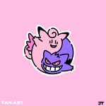 1:1 2023 3_fingers ambiguous_gender black_eyes clefable digital_drawing_(artwork) digital_media_(artwork) dipstick_ears duo fingers flat_colors generation_1_pokemon gengar ghost head_tuft hi_res james_turner mammal monotone_body multicolored_body multicolored_ears nintendo open_mouth open_smile outline pink_background pink_body pokemon pokemon_(species) pupils purple_body red_eyes signature simple_background smile spirit tail teeth toony toothy_grin tuft white_outline wings yin_yang yin_yang_symbolism